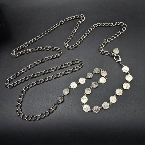 Faux Mercury Dime Belt Silver Tone Vintage Women's Accessories - Picture 1 of 6